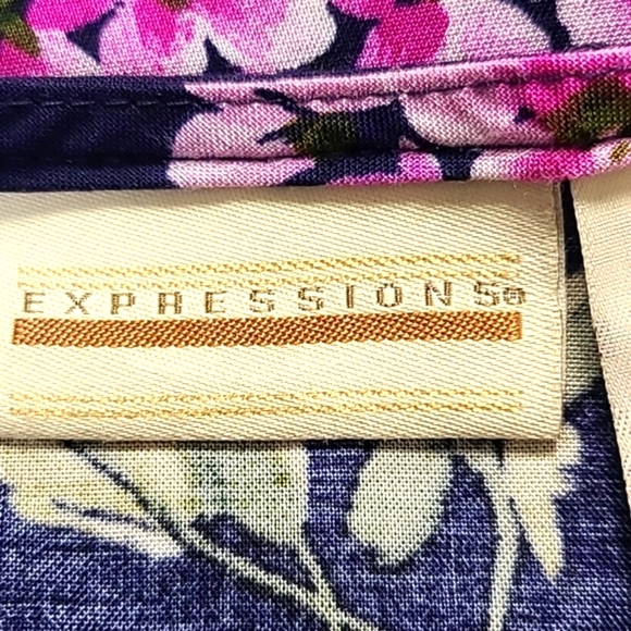 Expressions Sleeveless Maxi- Dress, Navy with Purple Flowers, Size 18 - Picture 8 of 9